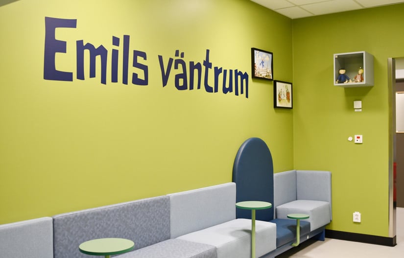 Del av v&auml;ntrum p&aring; barnakuten vid Karolinska Huddinge.