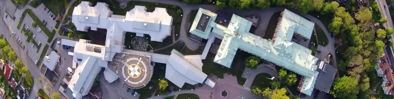 Flygbild på Norrtälje sjukhus.