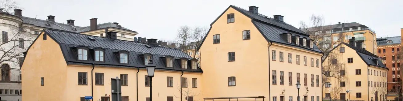 Fasadbild på K, L och N-huset på Landstingstomten.