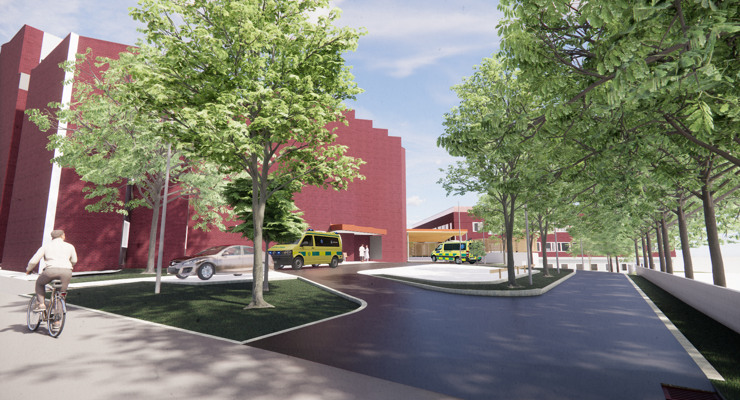 En illustration av Arkitema AB. Den visar de olika ingångarna.