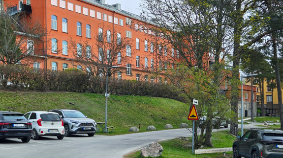 En översiktsbild över parken på S:t Görans sjukhus från Friskvårdsvägen