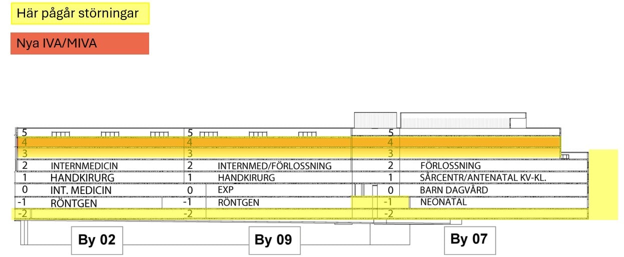 Bild &ouml;ver avdelningar som p&aring;verkas