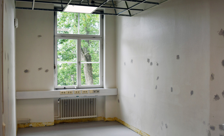 Lokaler på barnmottagningen vid Norrtälje sjukhus under pågående ytskiktsrenovering.
