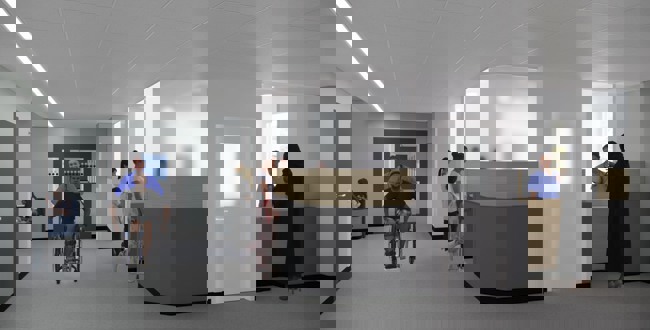 Illustration på Närakutens nya reception på Huddinge sjukhusområde.