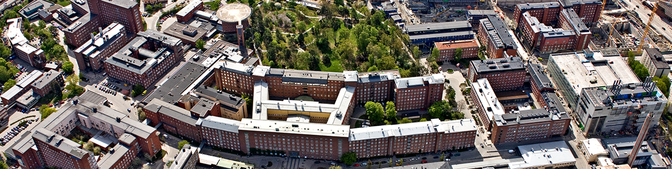 Flygfoto över Solna sjukhusområde.