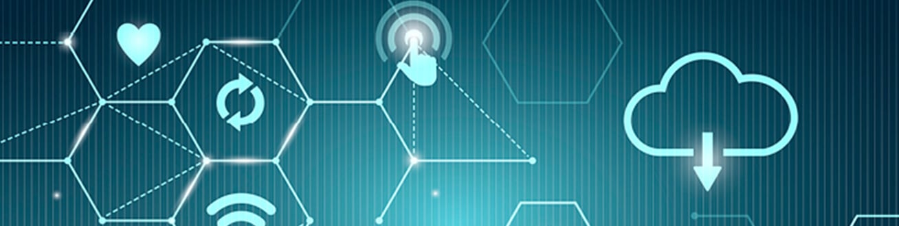 Futuristisk bild med digitala symboler