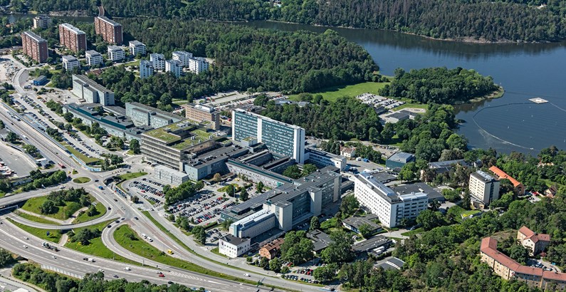 Flygbild över Danderyds sjukhus