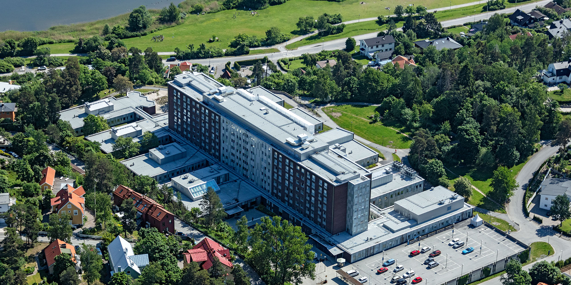 Flygbild över Sollentuna sjukhus