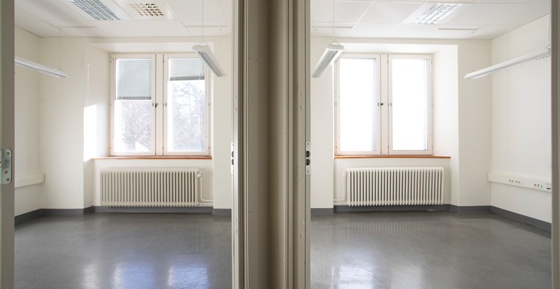 Tom ledig lokal vid Karolinska sjukhuset i Solna.